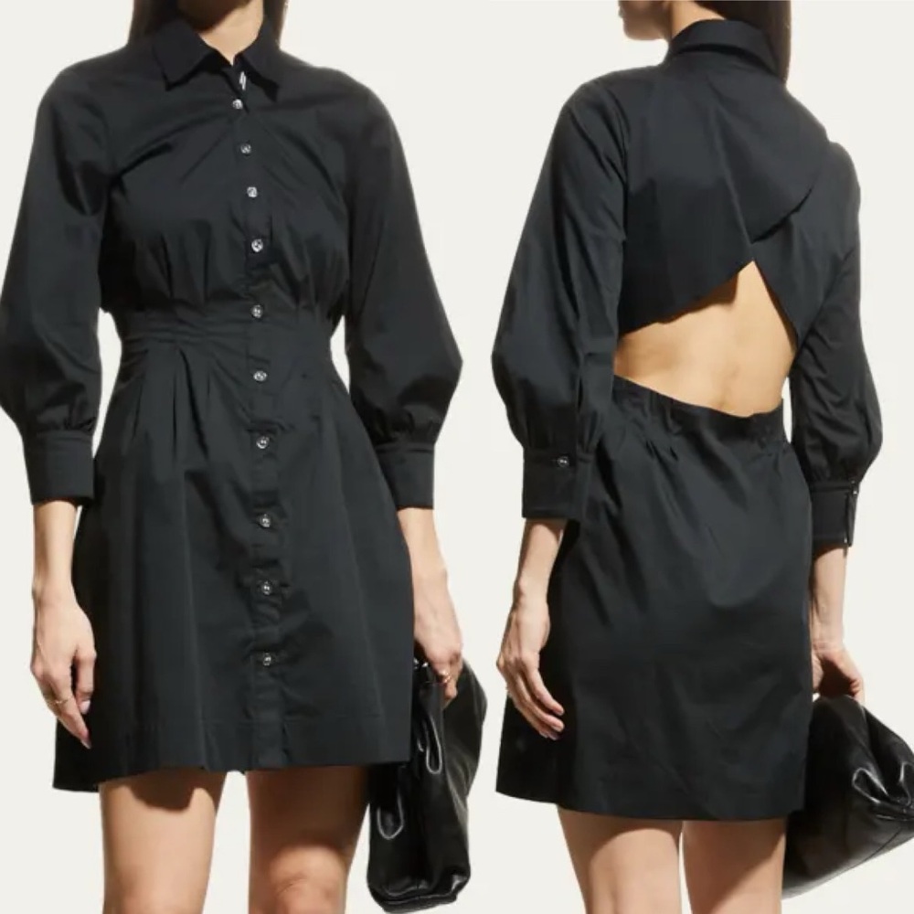 VERONICA BEARD
Polina Button-Front Pleated Shirt Dress size 14 black - Picture 6 of 10